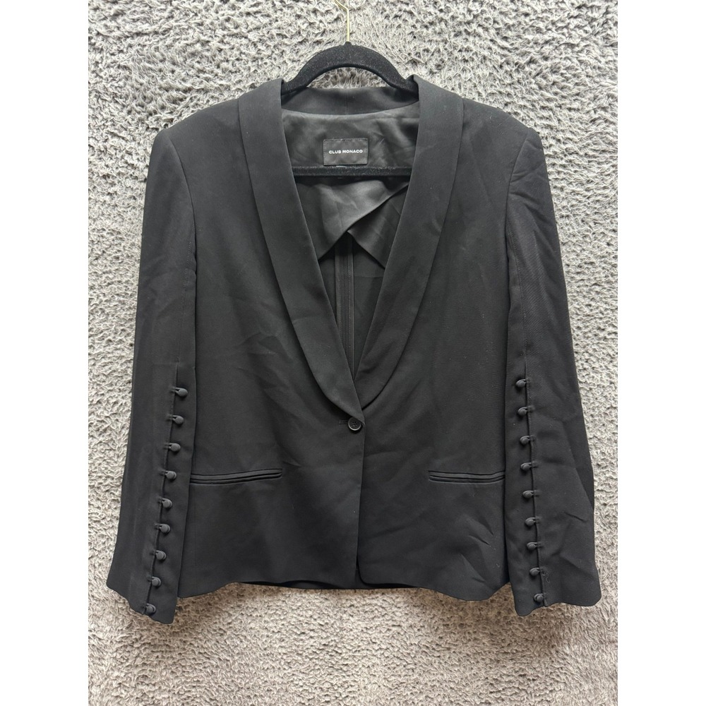 Club Monaco Single-Breasted Shawl Collar Blazer‎ Jacket Black Womens Size 12